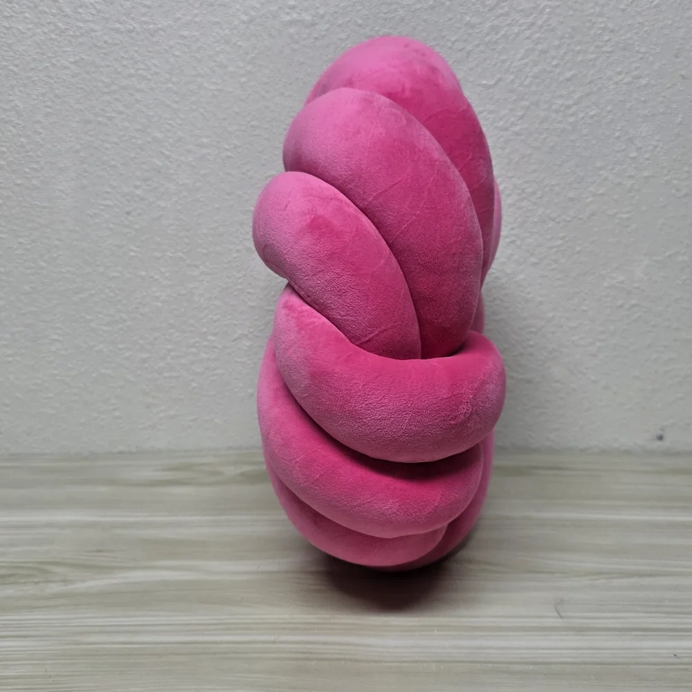 Decorative Tubular Knot Throw Pillow. Pink Bubble Gum, Barbie